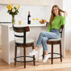 FDW Swivel Counter Height Bar Stool  24.4 Counter Height, 360 Swivel, Metal & Wood Frame, Upholstered Seat with Metal Footrest