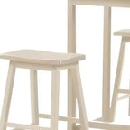 HomeRoots Three Piece Cream Solid Wood Counter Height Bar Table Set