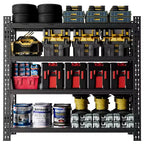 VIYET 63H, Étagère de garage métallique robuste à 4 niveaux, capacité de 2268 kg, unité de rangement industrielle réglable, noire