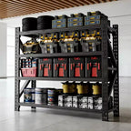 VIYET 63H, Étagère de garage métallique robuste à 4 niveaux, capacité de 2268 kg, unité de rangement industrielle réglable, noire