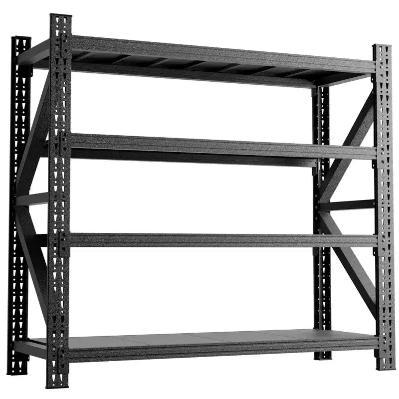 VIYET 63H, Étagère de garage métallique robuste à 4 niveaux, capacité de 2268 kg, unité de rangement industrielle réglable, noire