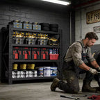 VIYET 63H, Étagère de garage métallique robuste à 4 niveaux, capacité de 2268 kg, unité de rangement industrielle réglable, noire
