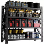 VIYET 63H, Étagère de garage métallique robuste à 4 niveaux, capacité de 2268 kg, unité de rangement industrielle réglable, noire