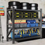 VIYET 63H, Étagère de garage métallique robuste à 4 niveaux, capacité de 2268 kg, unité de rangement industrielle réglable, noire