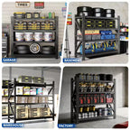 VIYET 63H, Étagère de garage métallique robuste à 4 niveaux, capacité de 2268 kg, unité de rangement industrielle réglable, noire