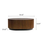 JVNOXK Set of 2 Fluted Oval Coffee Table - Solid Wood & MDF Nesting Coffee Table Set (35.43/23.62), Mid-Century Modern Wood Table for Living Room