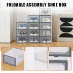 12 Pack Stackable Shoe Organizers x-Large Clear Plastic Storage Boxes with Durable Lids for Sneakers, Toys, Closet & Under Bed Storage