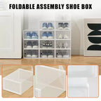 12 Pack Stackable Shoe Organizers x-Large Clear Plastic Storage Boxes with Durable Lids for Sneakers, Toys, Closet & Under Bed Storage