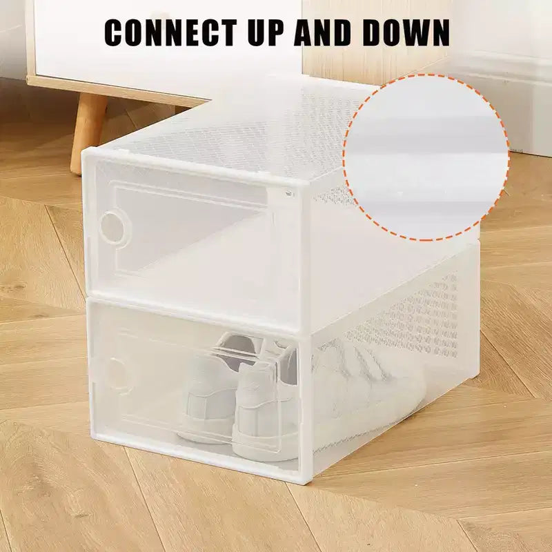 12 Pack Stackable Shoe Organizers x-Large Clear Plastic Storage Boxes with Durable Lids for Sneakers, Toys, Closet & Under Bed Storage