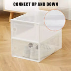 12 Pack Stackable Shoe Organizers x-Large Clear Plastic Storage Boxes with Durable Lids for Sneakers, Toys, Closet & Under Bed Storage