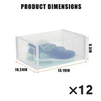 12 Pack Stackable Shoe Organizers x-Large Clear Plastic Storage Boxes with Durable Lids for Sneakers, Toys, Closet & Under Bed Storage