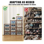 12 Pack Stackable Shoe Organizers x-Large Clear Plastic Storage Boxes with Durable Lids for Sneakers, Toys, Closet & Under Bed Storage