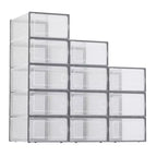 12 Pack Stackable Shoe Organizers x-Large Clear Plastic Storage Boxes with Durable Lids for Sneakers, Toys, Closet & Under Bed Storage