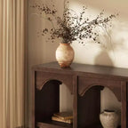 Console d'entrée de 150 cm, table de canapé arquée avec étagère ouverte pour couloir, hall d'entrée ou salon, table d'appoint décorative