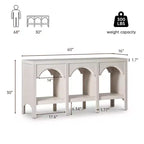 Console d'entrée de 150 cm, table de canapé arquée avec étagère ouverte pour couloir, hall d'entrée ou salon, table d'appoint décorative