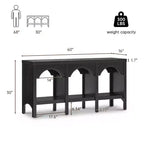 Console d'entrée de 150 cm, table de canapé arquée avec étagère ouverte pour couloir, hall d'entrée ou salon, table d'appoint décorative