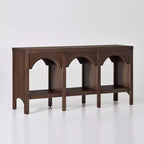 Console d'entrée de 150 cm, table de canapé arquée avec étagère ouverte pour couloir, hall d'entrée ou salon, table d'appoint décorative