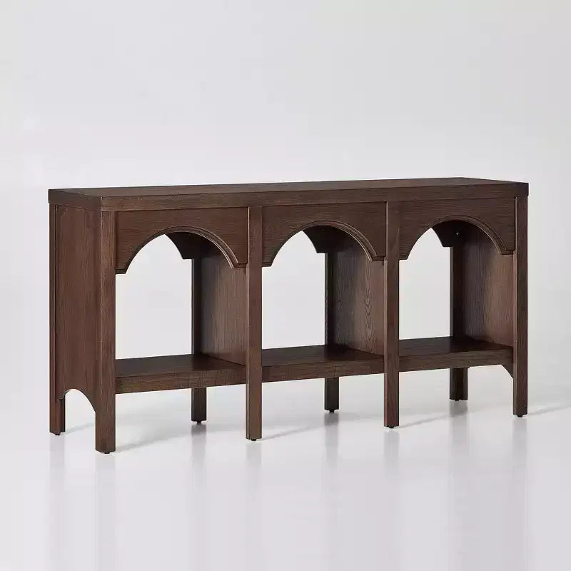 Console d'entrée de 150 cm, table de canapé arquée avec étagère ouverte pour couloir, hall d'entrée ou salon, table d'appoint décorative