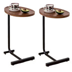 Set of 2 Brown C-Shaped Side Tables, Slim Sofa End Tables for Small Spaces, Living Room and Bedroom