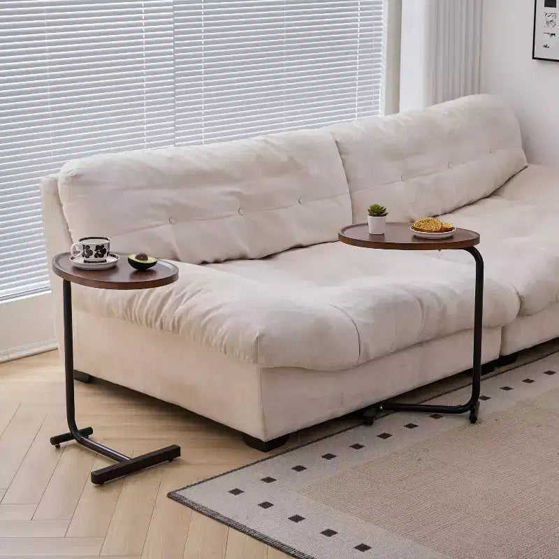 Lot de 2 tables d'appoint marron en forme de C, tables d'extrémité de canapé minces pour petits espaces, salon et chambre