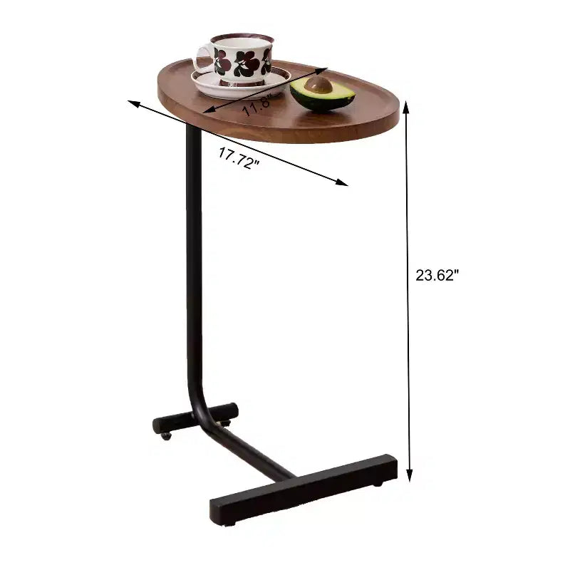 Lot de 2 tables d'appoint marron en forme de C, tables d'extrémité de canapé minces pour petits espaces, salon et chambre