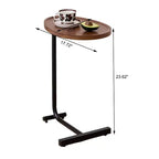 Lot de 2 tables d'appoint marron en forme de C, tables d'extrémité de canapé minces pour petits espaces, salon et chambre