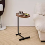 Lot de 2 tables d'appoint marron en forme de C, tables d'extrémité de canapé minces pour petits espaces, salon et chambre