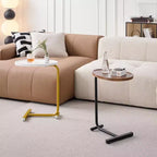Lot de 2 tables d'appoint marron en forme de C, tables d'extrémité de canapé minces pour petits espaces, salon et chambre