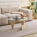 Mid-Century Modern Farmhouse Coffee Table, Walnut Wood Center Table for Living Room