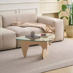Mid-Century Modern Farmhouse Coffee Table, Walnut Wood Center Table for Living Room