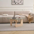 Mid-Century Modern Farmhouse Coffee Table, Walnut Wood Center Table for Living Room