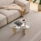 Mid-Century Modern Farmhouse Coffee Table, Walnut Wood Center Table for Living Room