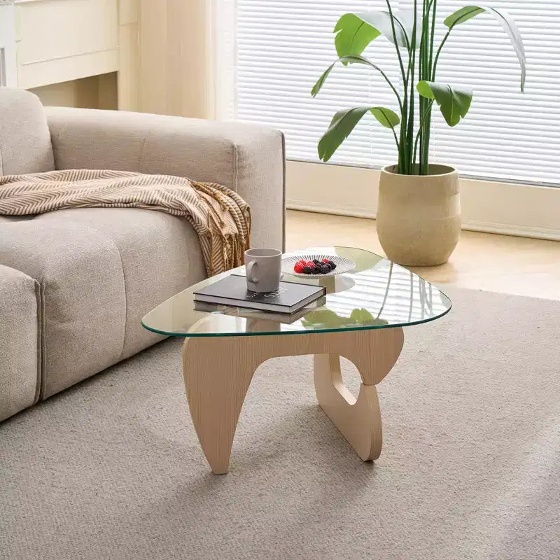 Mid-Century Modern Farmhouse Coffee Table, Walnut Wood Center Table for Living Room