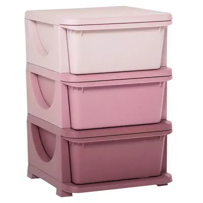 3-Tier Kids Toy Storage Organizer with 3 Removable Drawers Pink