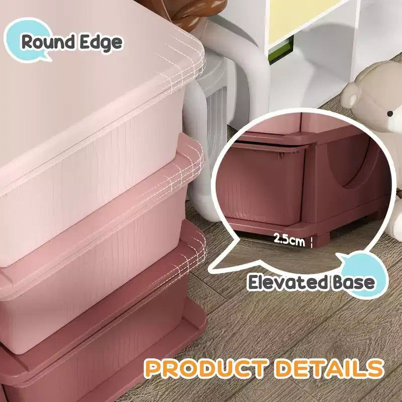 3-Tier Kids Toy Storage Organizer with 3 Removable Drawers Pink