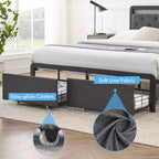 Full Size Metal Platform Bed Frame with LED Lights & 2 Storage Drawers, Noise-Free, No Box Spring Needed, Easy Assembly, Gray