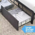 Full Size Metal Platform Bed Frame with LED Lights & 2 Storage Drawers, Noise-Free, No Box Spring Needed, Easy Assembly, Gray