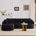 Karl Home |100 in.W Round Arm Corduroy Round L-shaped Boneless Sofa in Black