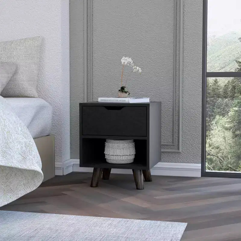 Carthage Stylish Functional 1 Drawer Nightstand for Bedroom Living Room