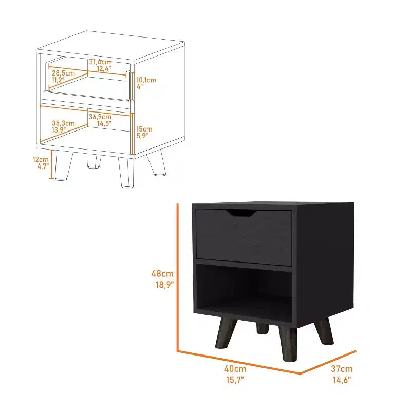 Carthage Stylish Functional 1 Drawer Nightstand for Bedroom Living Room