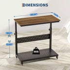 Computer Tower Stand with Wheels, Height Adjustable CPU Holder Cart, 2 Tier Rolling PC Standing Under Desk, Side Table for Gaming Home Office