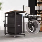 Computer Tower Stand with Wheels, Height Adjustable CPU Holder Cart, 2 Tier Rolling PC Standing Under Desk, Side Table for Gaming Home Office