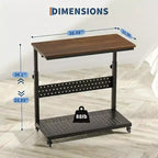 Computer Tower Stand with Wheels, Height Adjustable CPU Holder Cart, 2 Tier Rolling PC Standing Under Desk, Side Table for Gaming Home Office