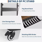 Computer Tower Stand with Wheels, Height Adjustable CPU Holder Cart, 2 Tier Rolling PC Standing Under Desk, Side Table for Gaming Home Office