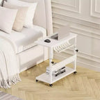 Computer Tower Stand with Wheels, Height Adjustable CPU Holder Cart, 2 Tier Rolling PC Standing Under Desk, Side Table for Gaming Home Office