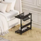 Computer Tower Stand with Wheels, Height Adjustable CPU Holder Cart, 2 Tier Rolling PC Standing Under Desk, Side Table for Gaming Home Office