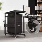 Computer Tower Stand with Wheels, Height Adjustable CPU Holder Cart, 2 Tier Rolling PC Standing Under Desk, Side Table for Gaming Home Office