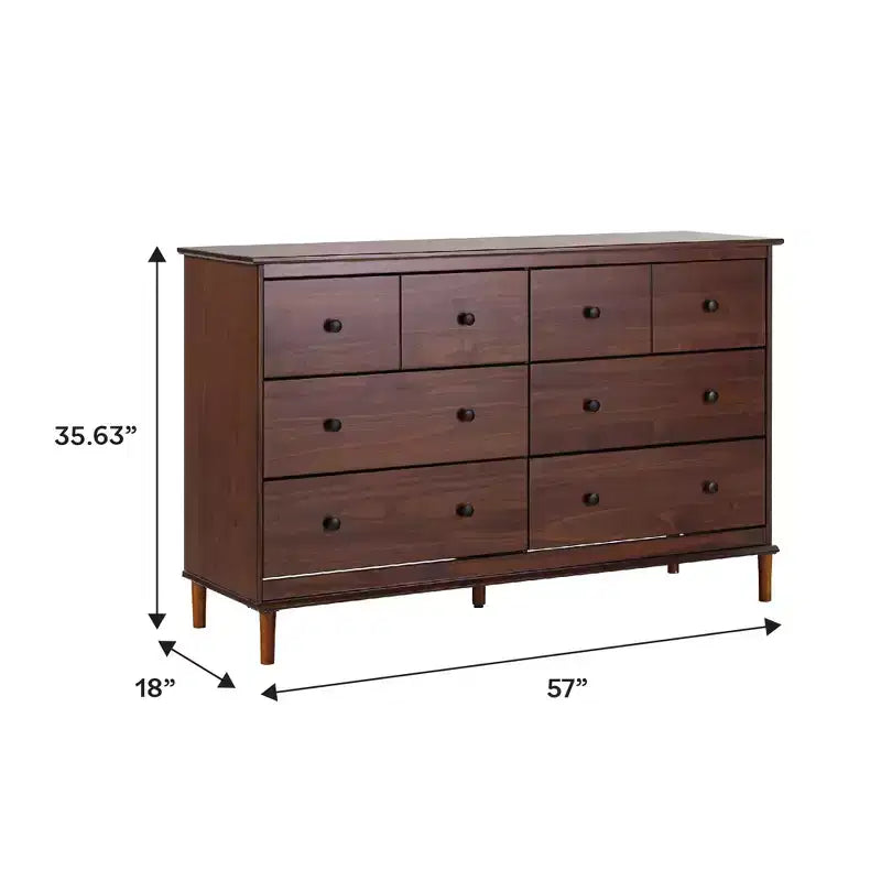 Classic Mid-Century Modern Horizontal 6 Drawer Dresser - Walker Edison