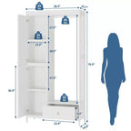 Grande armoire-dressing avec étagères et penderie, Armoire à cadre métallique de 78,9 cm avec tiroir, espace de suspension ouvert et compartiment de rangement