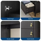 Grande armoire-dressing avec étagères et penderie, Armoire à cadre métallique de 78,9 cm avec tiroir, espace de suspension ouvert et compartiment de rangement